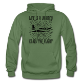 Life Is A Journey - Flight - Black - Gildan Heavy Blend Adult Hoodie - military green