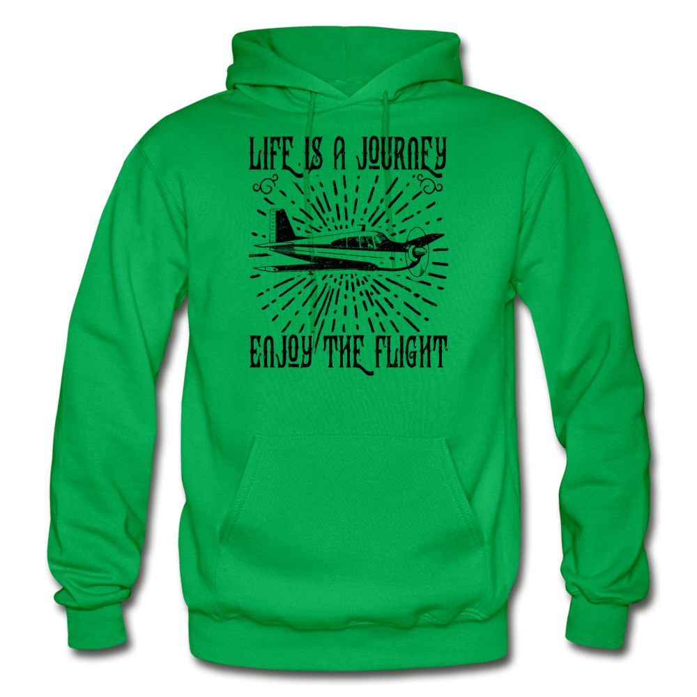 Life Is A Journey - Flight - Black - Gildan Heavy Blend Adult Hoodie - kelly green