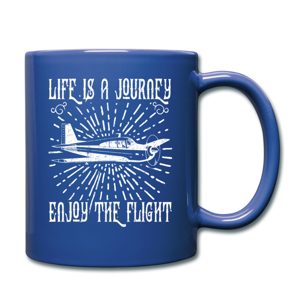 Life Is A Journey - Flight - White - Full Color Mug - royal blue