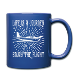 Life Is A Journey - Flight - White - Full Color Mug - royal blue