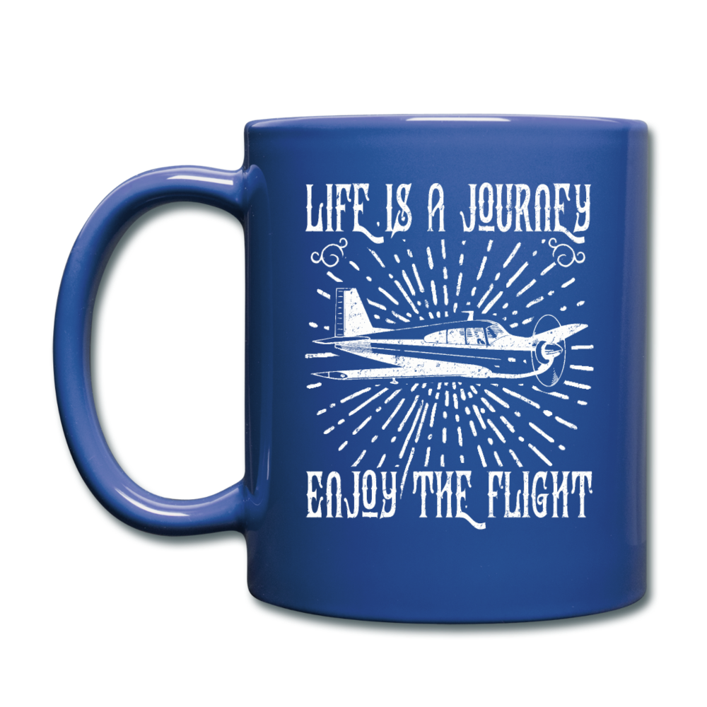 Life Is A Journey - Flight - White - Full Color Mug - royal blue