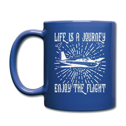 Life Is A Journey - Flight - White - Full Color Mug - royal blue