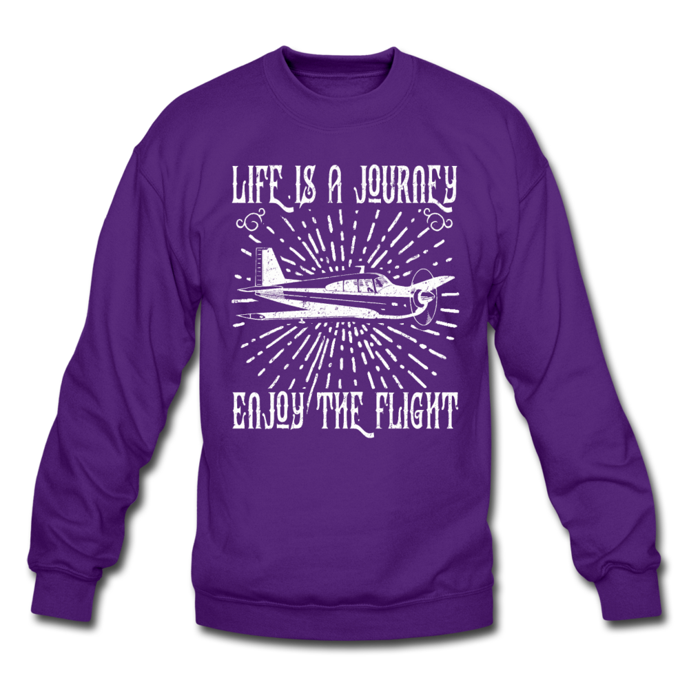 Life Is A Journey - Flight - White - Crewneck Sweatshirt - purple