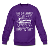 Life Is A Journey - Flight - White - Crewneck Sweatshirt - purple