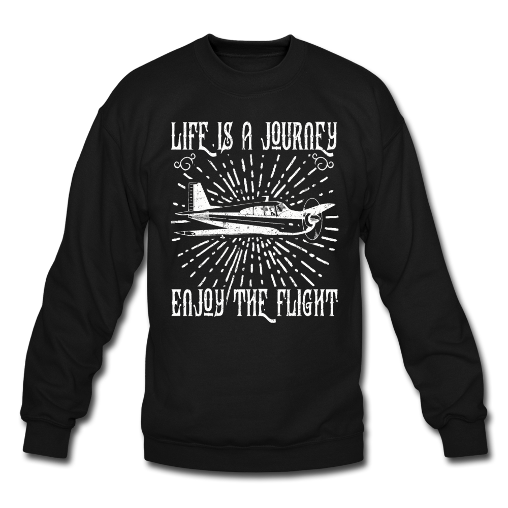 Life Is A Journey - Flight - White - Crewneck Sweatshirt - black