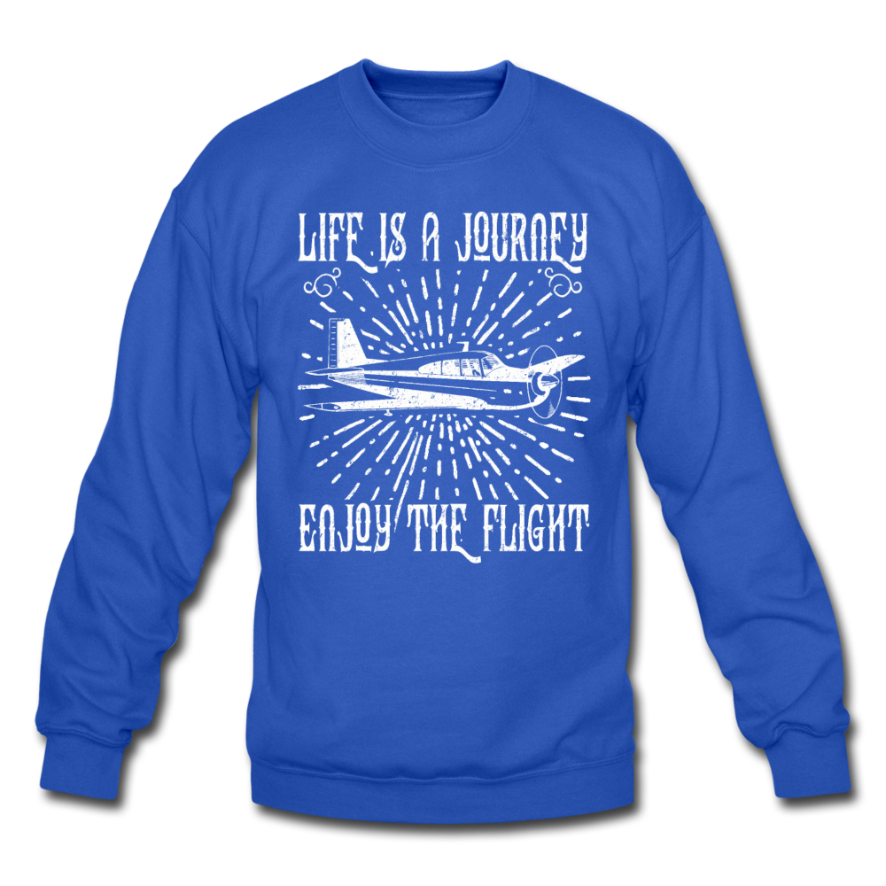 Life Is A Journey - Flight - White - Crewneck Sweatshirt - royal blue