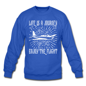 Life Is A Journey - Flight - White - Crewneck Sweatshirt - royal blue