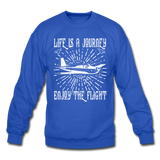 Life Is A Journey - Flight - White - Crewneck Sweatshirt - royal blue