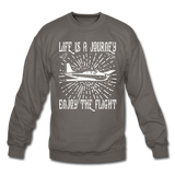 Life Is A Journey - Flight - White - Crewneck Sweatshirt - asphalt gray