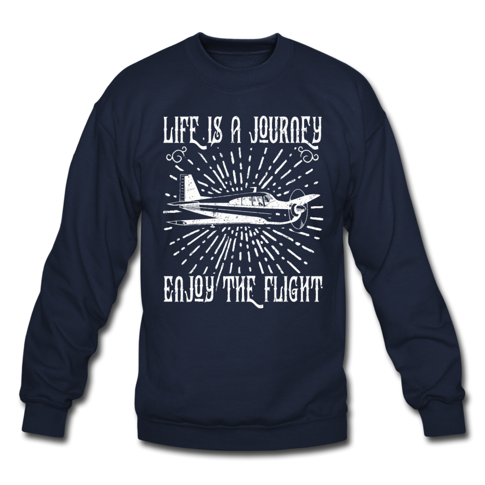 Life Is A Journey - Flight - White - Crewneck Sweatshirt - navy