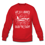 Life Is A Journey - Flight - White - Crewneck Sweatshirt - red