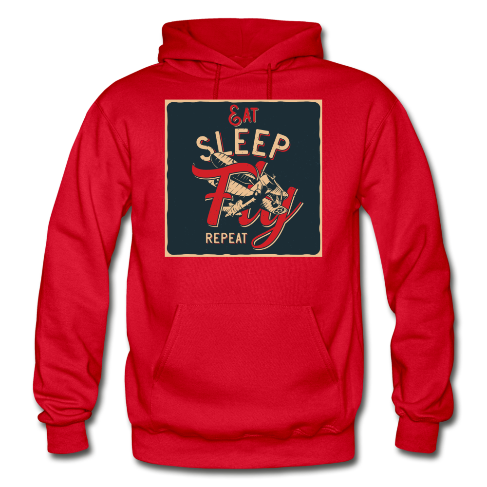 Eat Sleep Fly Repeat - Gildan Heavy Blend Adult Hoodie - red