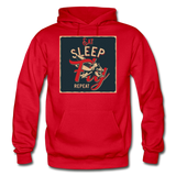 Eat Sleep Fly Repeat - Gildan Heavy Blend Adult Hoodie - red
