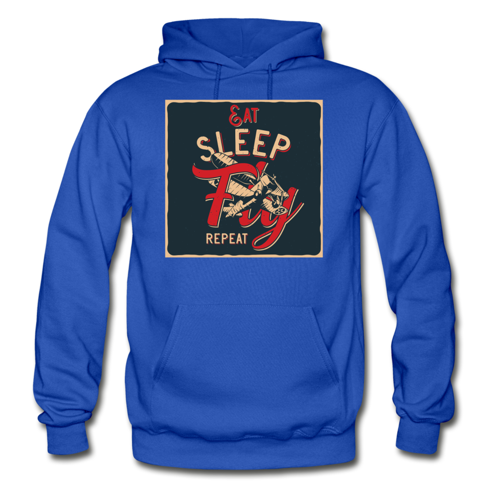 Eat Sleep Fly Repeat - Gildan Heavy Blend Adult Hoodie - royal blue