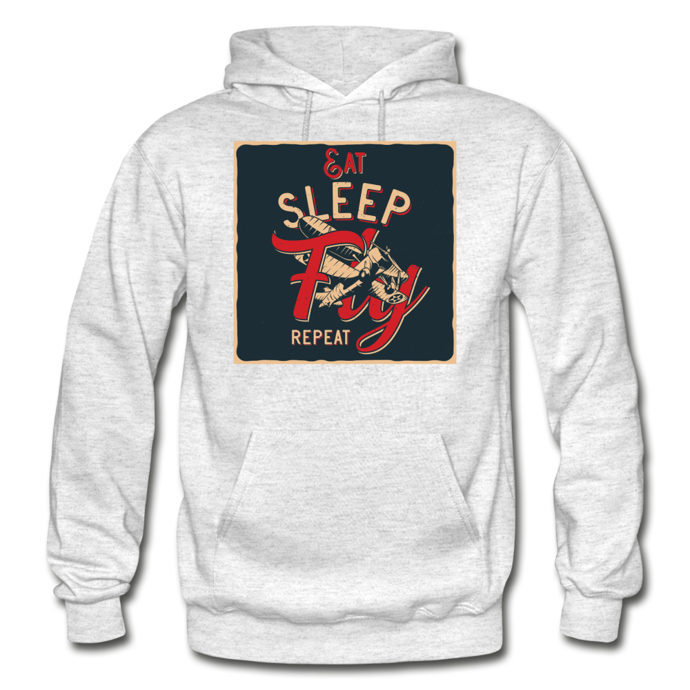 Eat Sleep Fly Repeat - Gildan Heavy Blend Adult Hoodie - light heather gray