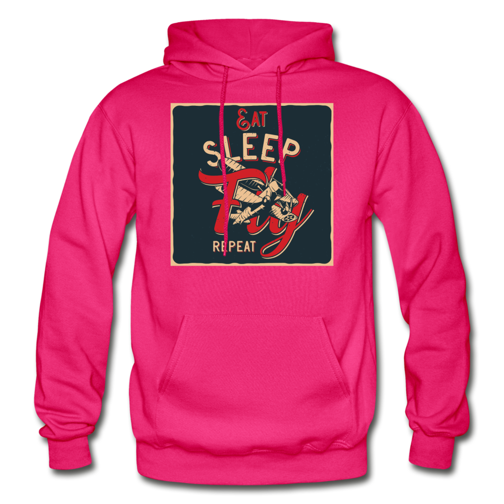 Eat Sleep Fly Repeat - Gildan Heavy Blend Adult Hoodie - fuchsia