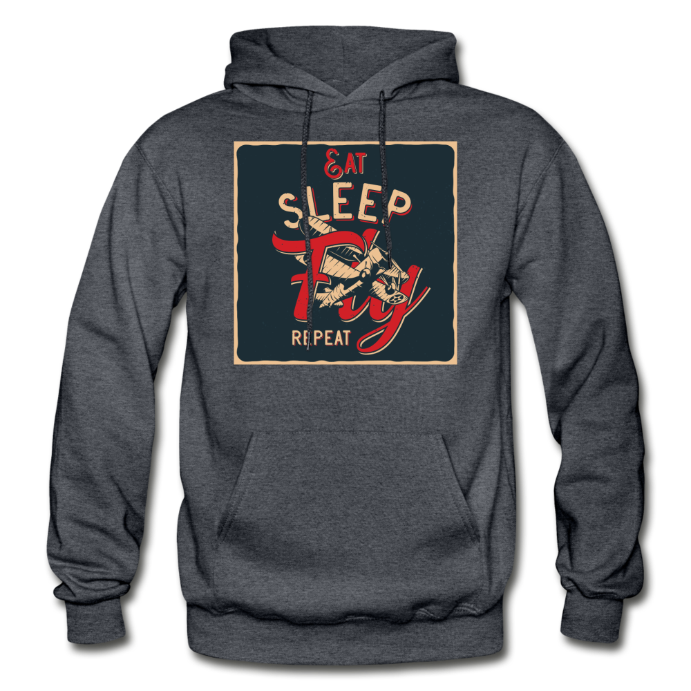 Eat Sleep Fly Repeat - Gildan Heavy Blend Adult Hoodie - charcoal gray