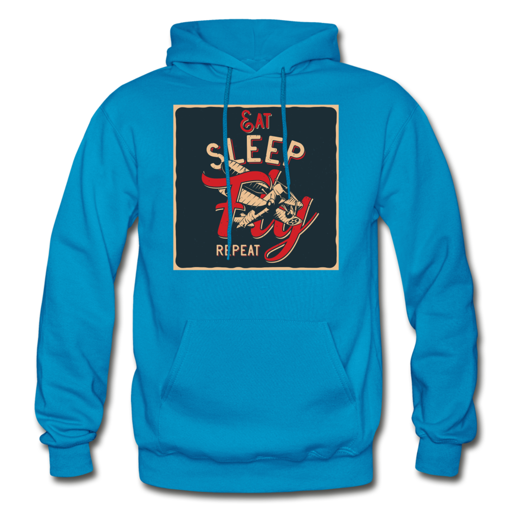 Eat Sleep Fly Repeat - Gildan Heavy Blend Adult Hoodie - turquoise