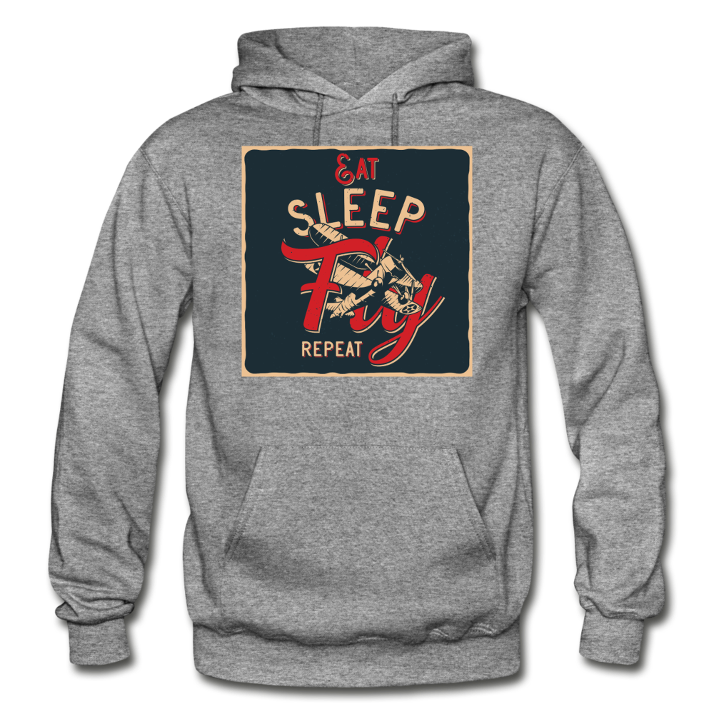 Eat Sleep Fly Repeat - Gildan Heavy Blend Adult Hoodie - graphite heather