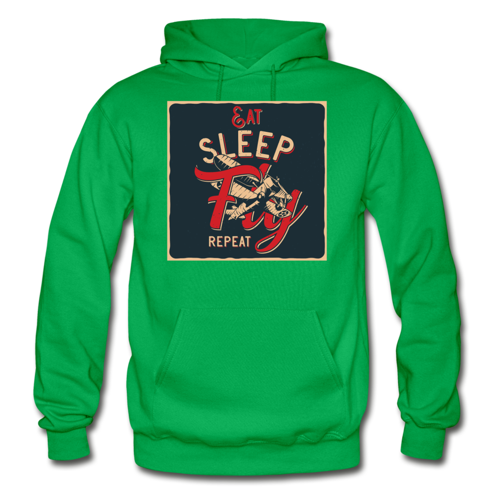 Eat Sleep Fly Repeat - Gildan Heavy Blend Adult Hoodie - kelly green