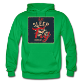 Eat Sleep Fly Repeat - Gildan Heavy Blend Adult Hoodie - kelly green