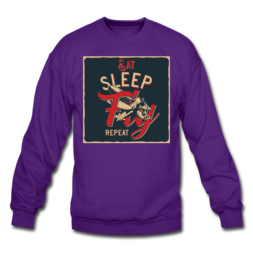 Eat Sleep Fly Repeat - Crewneck Sweatshirt - purple