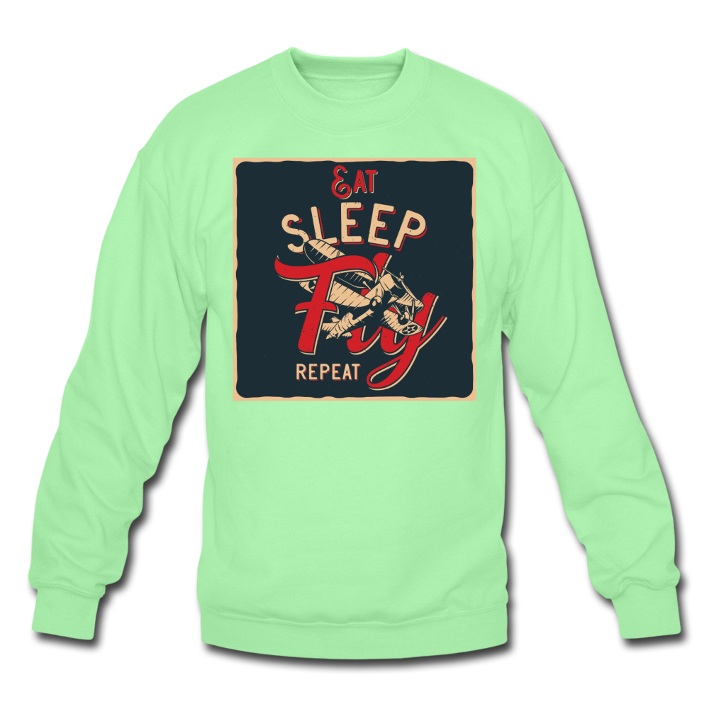 Eat Sleep Fly Repeat - Crewneck Sweatshirt - lime