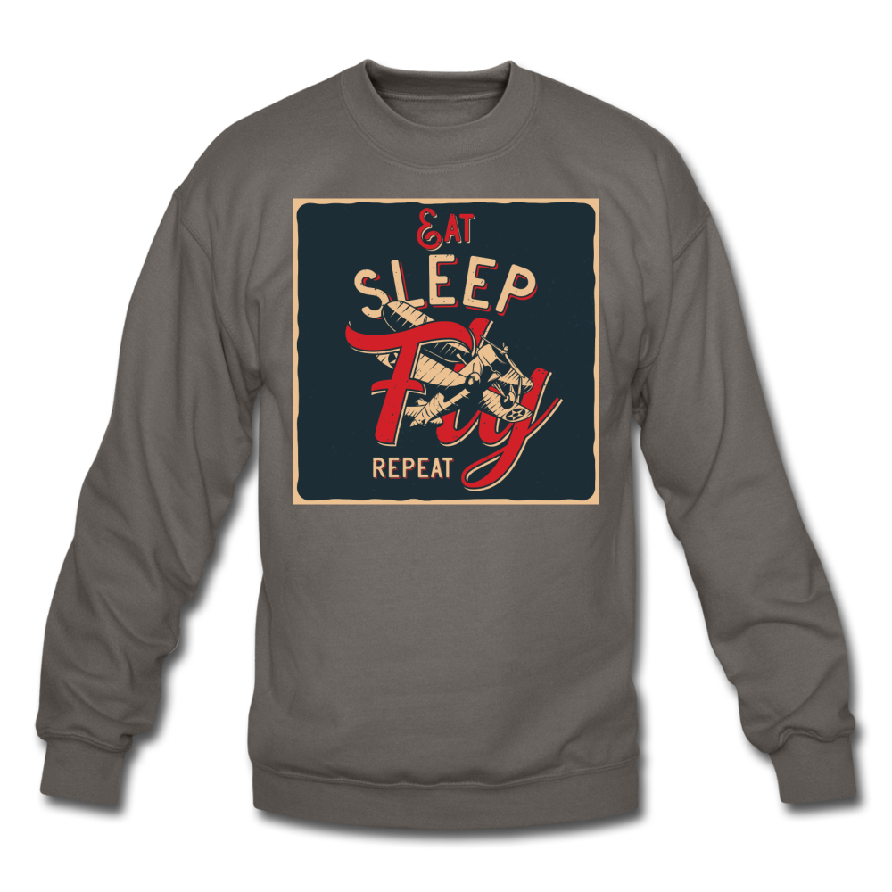 Eat Sleep Fly Repeat - Crewneck Sweatshirt - asphalt gray