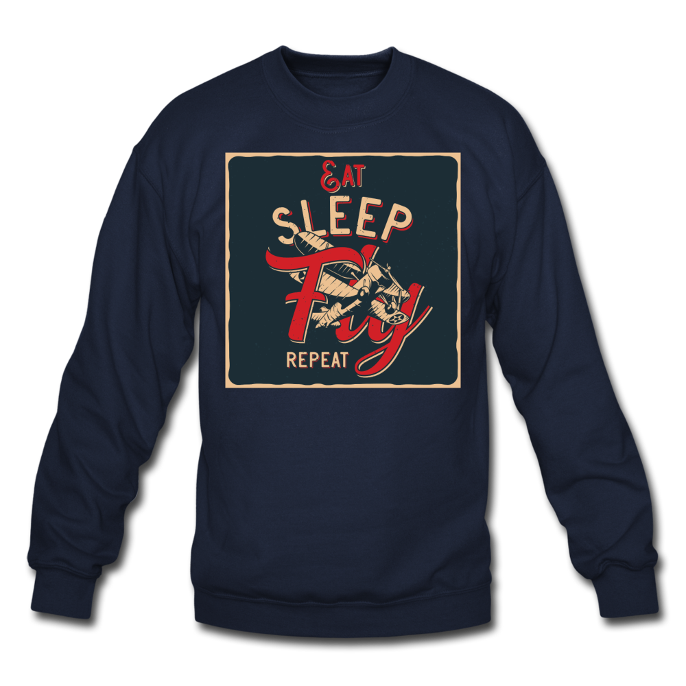 Eat Sleep Fly Repeat - Crewneck Sweatshirt - navy