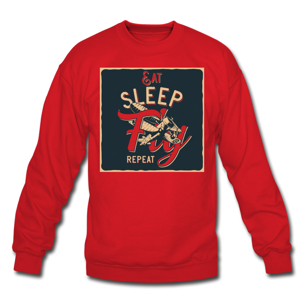 Eat Sleep Fly Repeat - Crewneck Sweatshirt - red