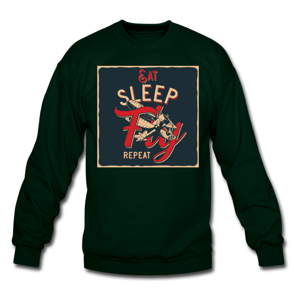 Eat Sleep Fly Repeat - Crewneck Sweatshirt - forest green