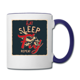 Eat Sleep Fly Repeat - Contrast Coffee Mug - white/cobalt blue
