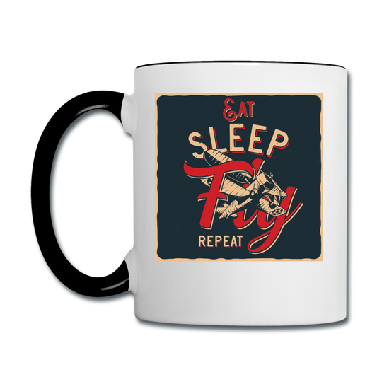 Eat Sleep Fly Repeat - Contrast Coffee Mug - white/black