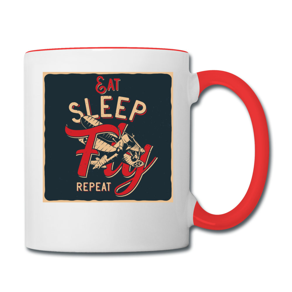 Eat Sleep Fly Repeat - Contrast Coffee Mug - white/red