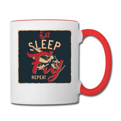 Eat Sleep Fly Repeat - Contrast Coffee Mug - white/red