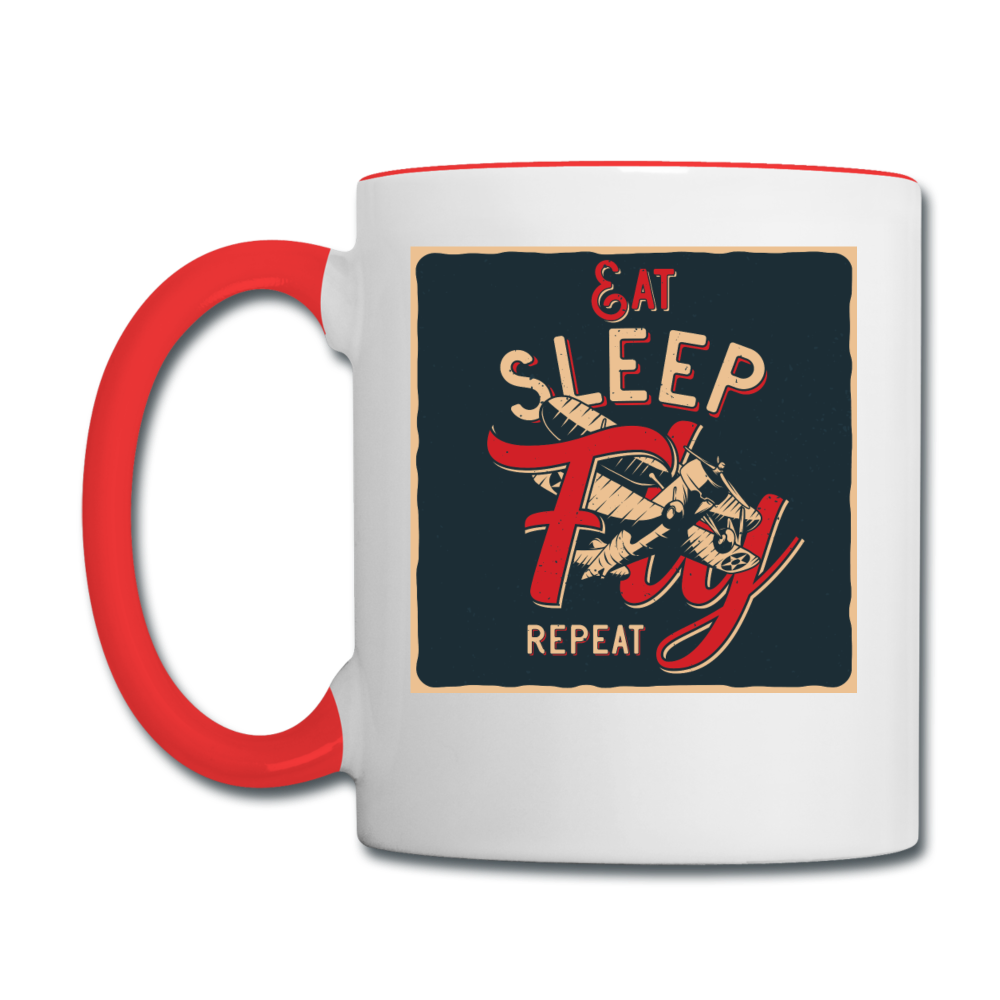 Eat Sleep Fly Repeat - Contrast Coffee Mug - white/red