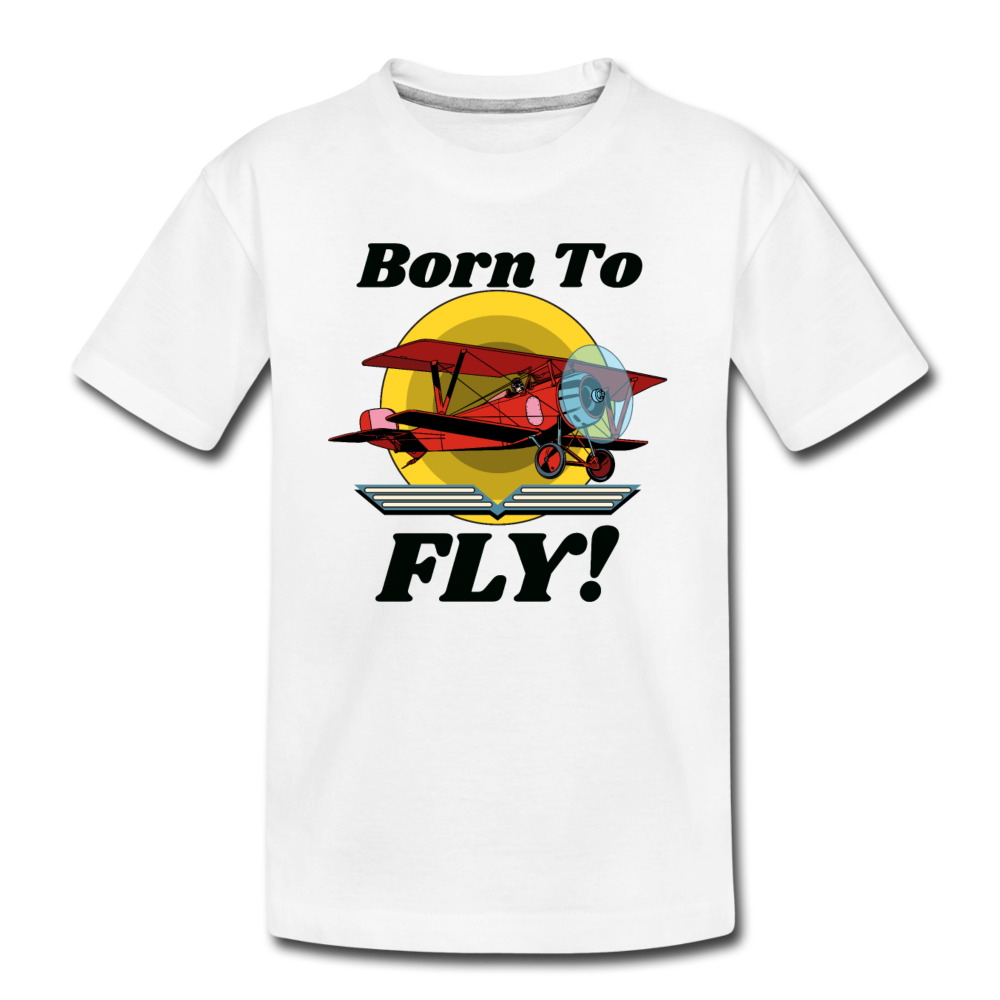 Born To Fly - Red Biplane - Kids' Premium T-Shirt - white