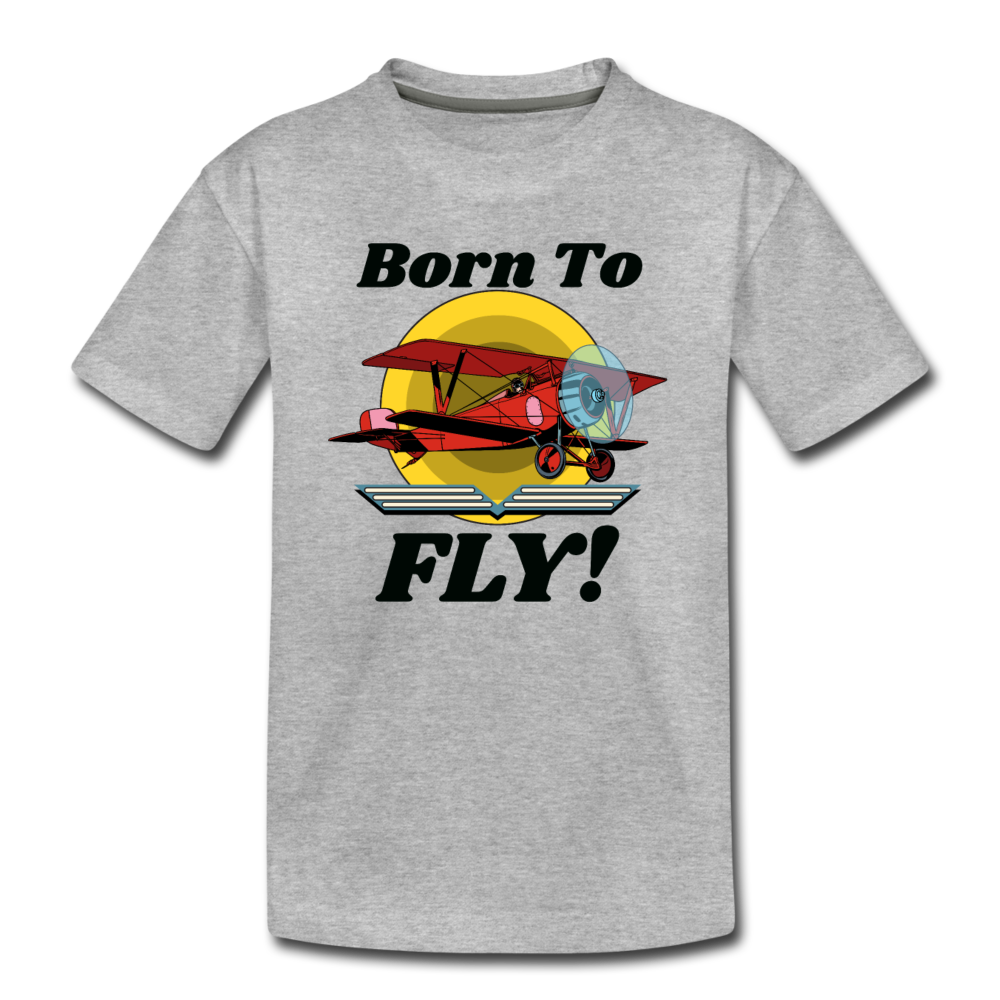 Born To Fly - Red Biplane - Kids' Premium T-Shirt - heather gray