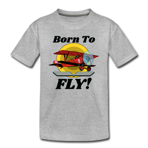 Born To Fly - Red Biplane - Kids' Premium T-Shirt - heather gray