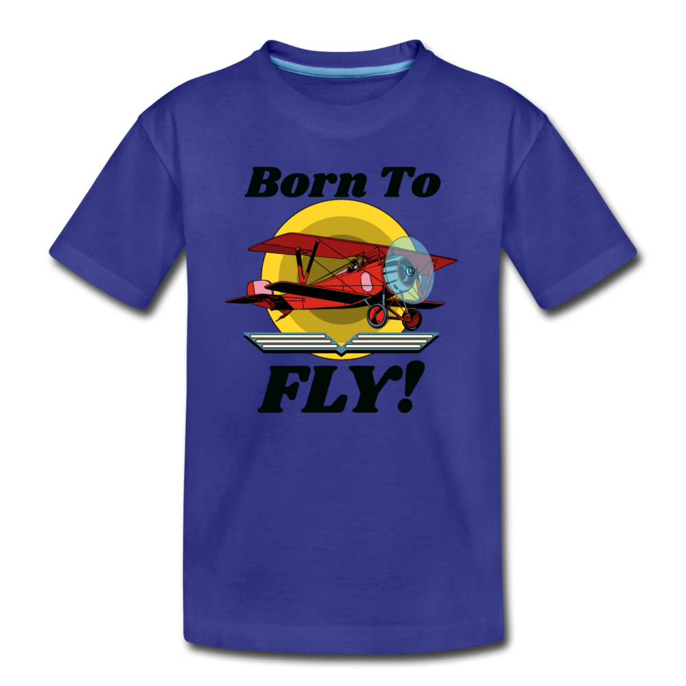 Born To Fly - Red Biplane - Kids' Premium T-Shirt - royal blue