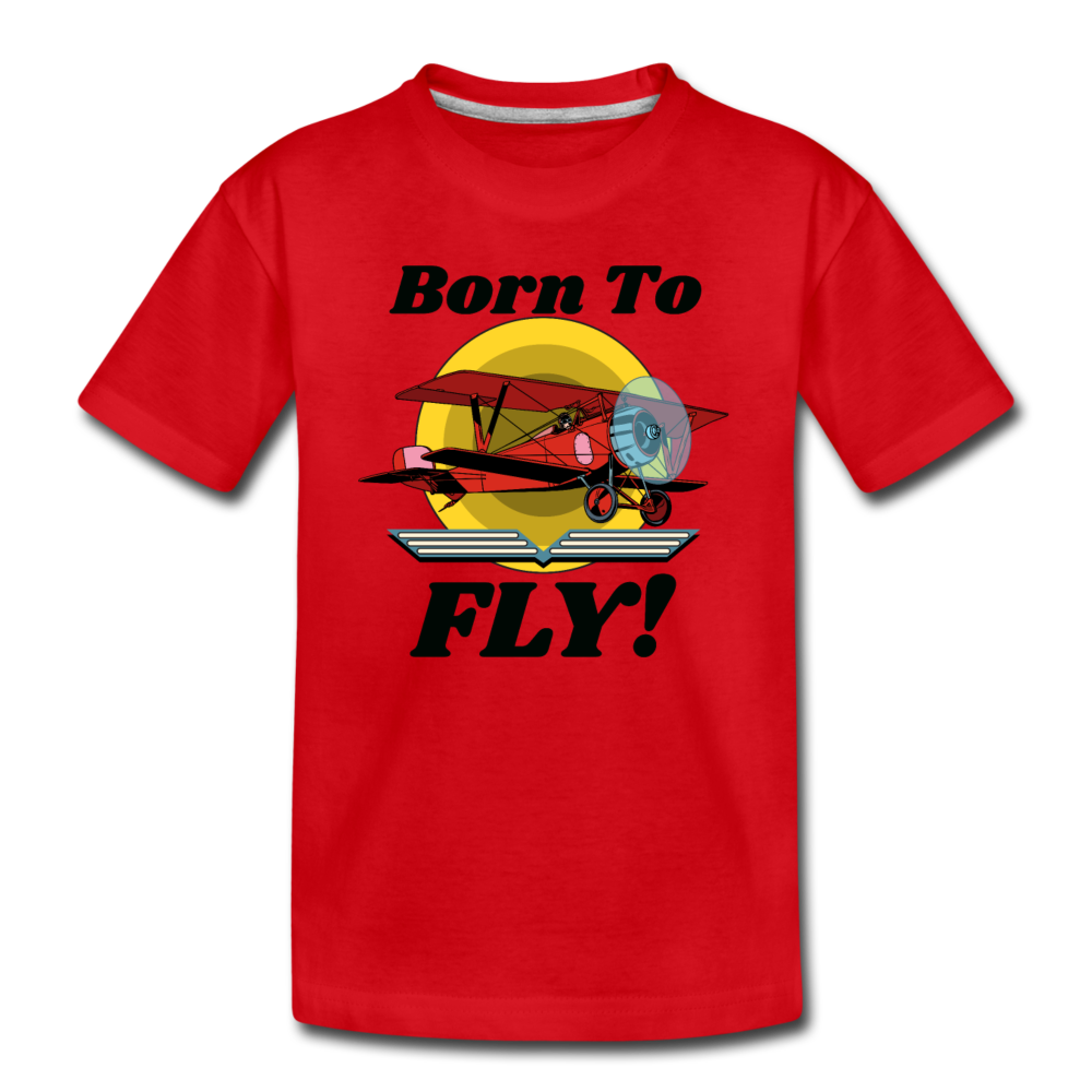 Born To Fly - Red Biplane - Kids' Premium T-Shirt - red