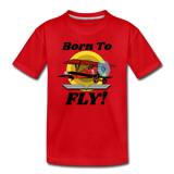 Born To Fly - Red Biplane - Kids' Premium T-Shirt - red