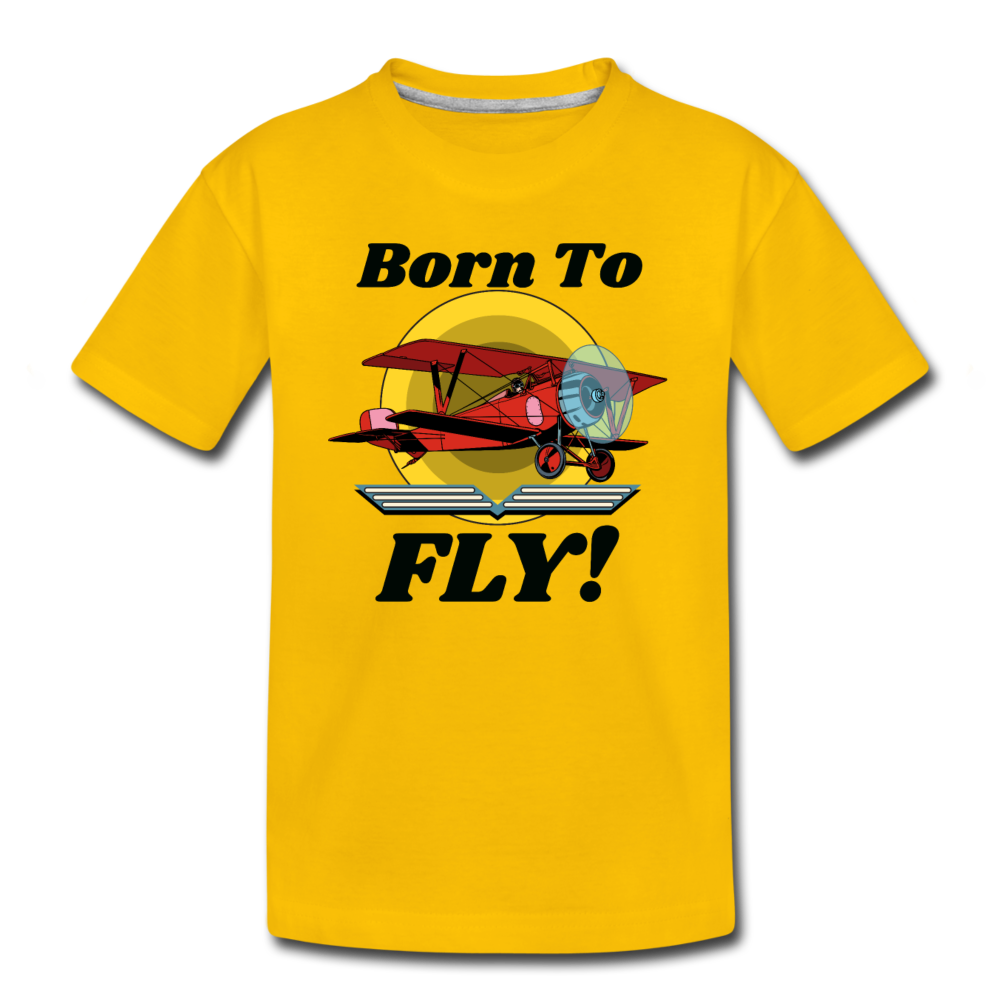 Born To Fly - Red Biplane - Kids' Premium T-Shirt - sun yellow