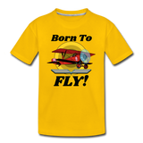 Born To Fly - Red Biplane - Kids' Premium T-Shirt - sun yellow