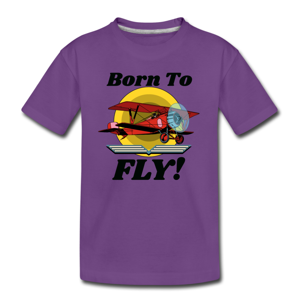 Born To Fly - Red Biplane - Kids' Premium T-Shirt - purple