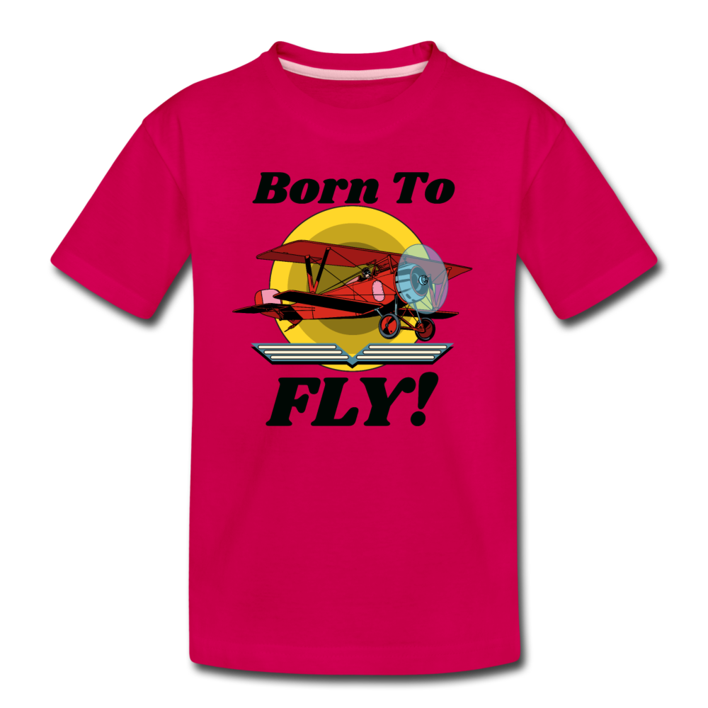 Born To Fly - Red Biplane - Kids' Premium T-Shirt - dark pink