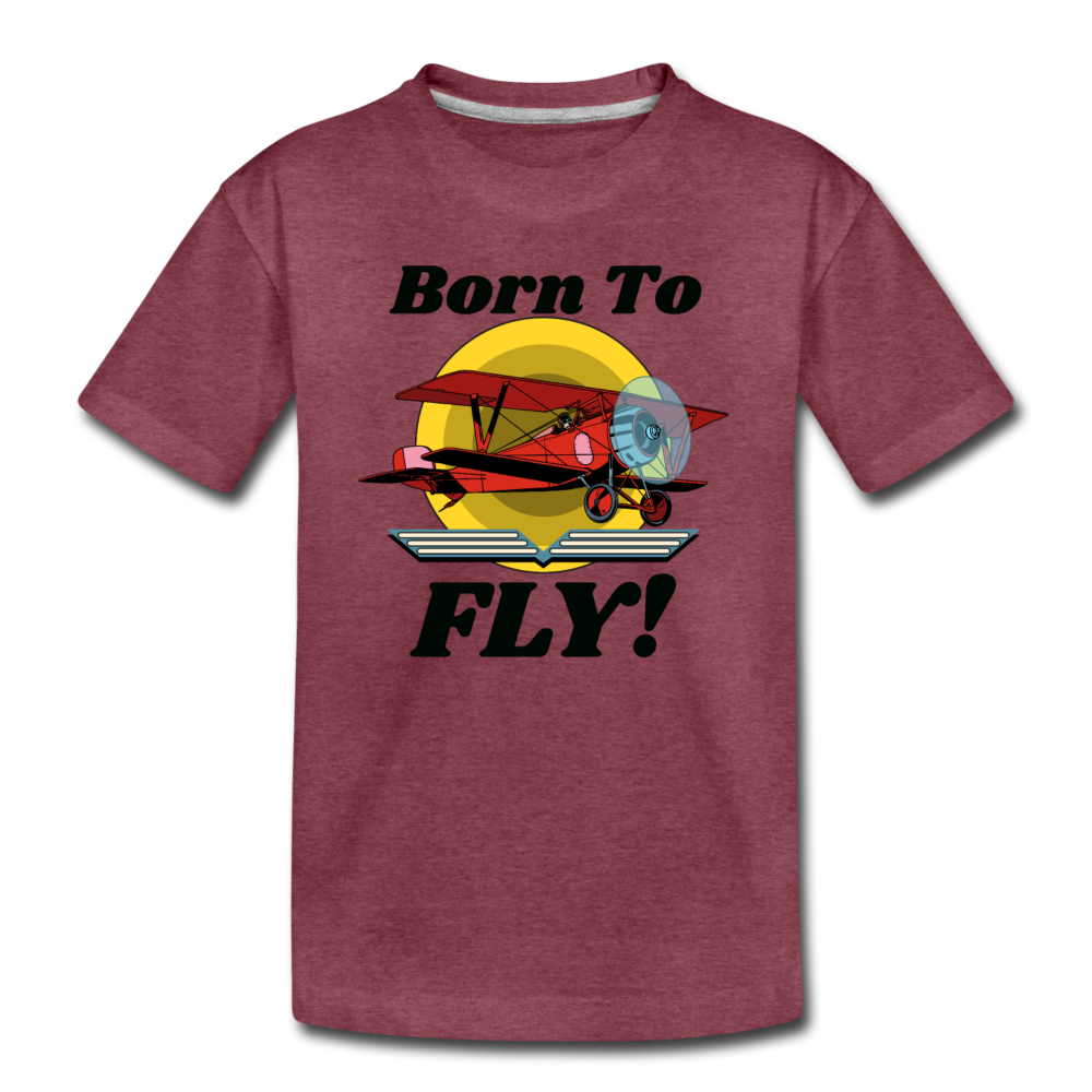 Born To Fly - Red Biplane - Kids' Premium T-Shirt - heather burgundy