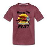 Born To Fly - Red Biplane - Kids' Premium T-Shirt - heather burgundy