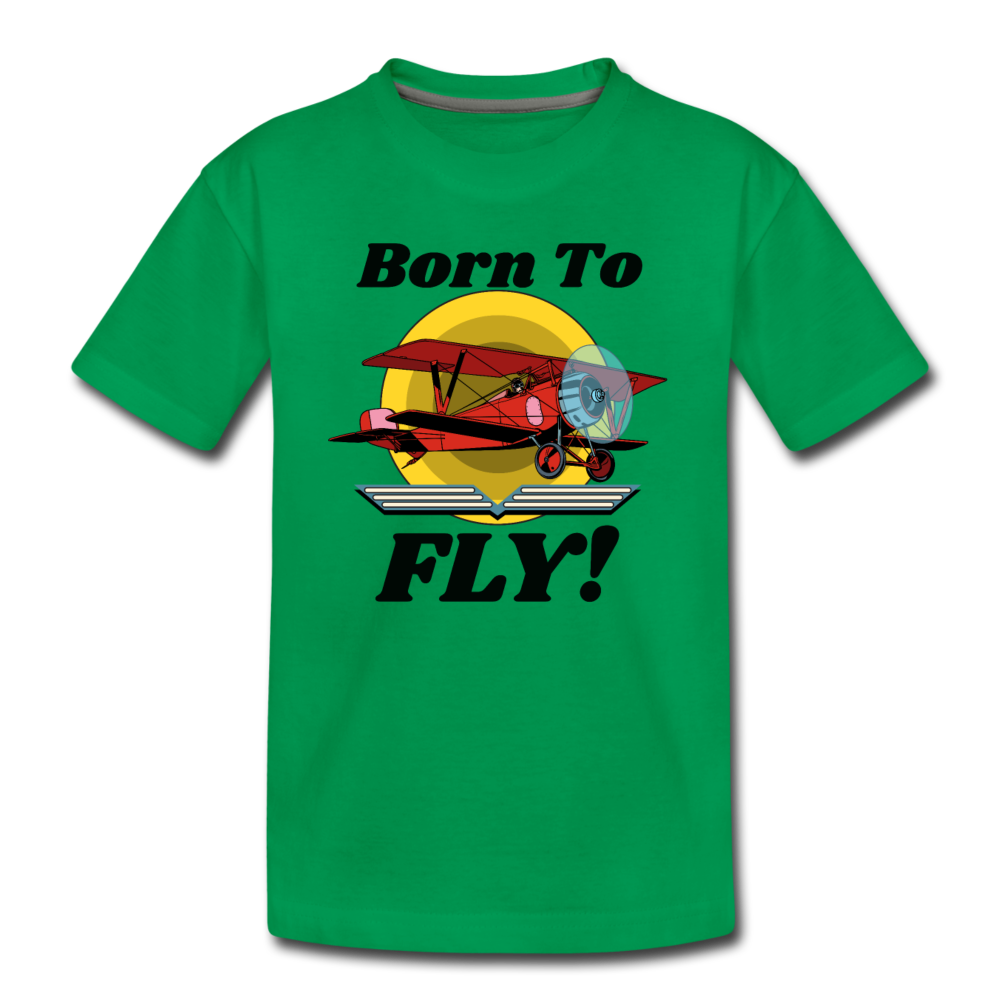 Born To Fly - Red Biplane - Kids' Premium T-Shirt - kelly green