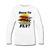 Born To Fly - Red Biplane - Men's Premium Long Sleeve T-Shirt - white